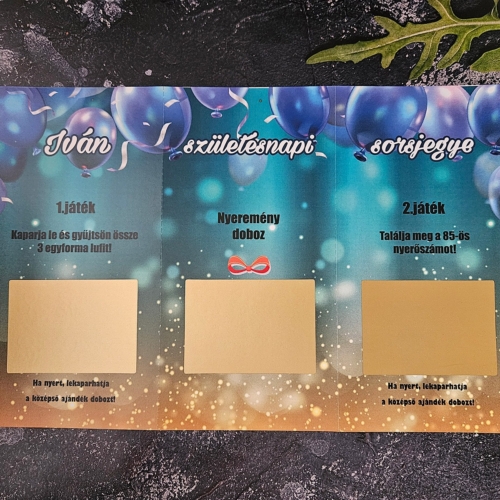 2 vagy 3 felé téphető egyedi kaparós sorsjegy ajándék szelvények