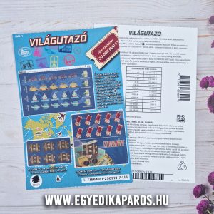 VILÁGUTAZÓ valósághű egyedi kaparós sorsjegy ajándék főleg utazási ajándék átadásara, személyre szabható egyedi üzenettel. Minden korosztálynak tökéletes.