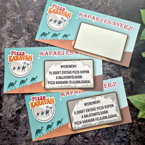 pizza karavan ceges promocio egyedi kaparos sorsjegy kedvezmeny kupon 1