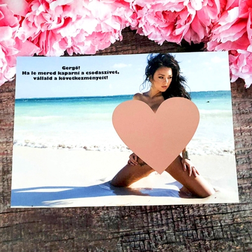 Ariadna meglepetése pajzán vicces kaparós sorsjegy ajándék férfiaknak rosegold