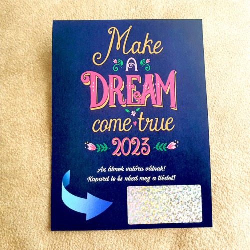 Az álmok valóra válnak egyedi kaparós sorsjegy ajándék főkép