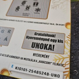 Boldog Karácsonyt valósághű prémium 2 oldalas egyedi ötletes kreatív kaparós sorsjegy ajándék baba bejelentő unoka