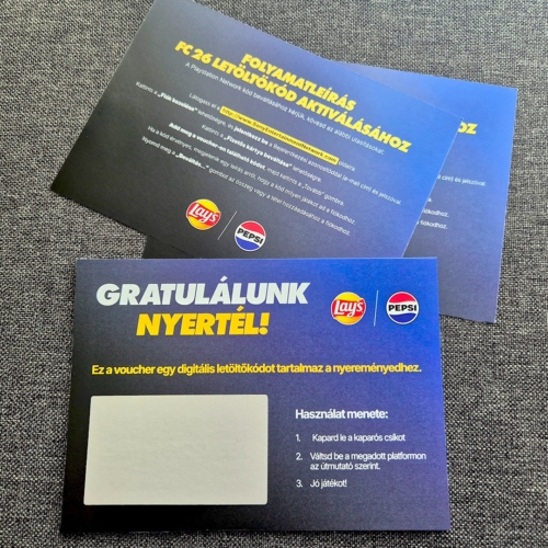 Cégeknek egyedi reklám kupon kaparós sorsjegy készítés pepsi lasys