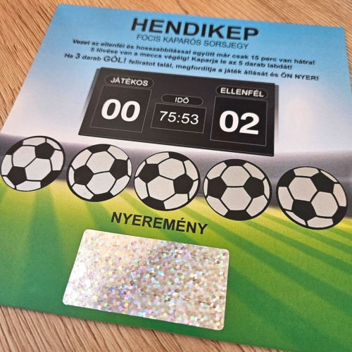 Hendikep focis kaparós sorsjegy ajándék