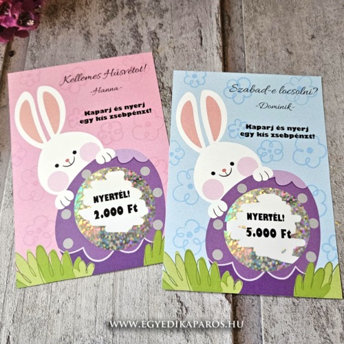 Húsvéti kaparós gyerekeknek-locsolópénz kereséshez hologramos lekaparva