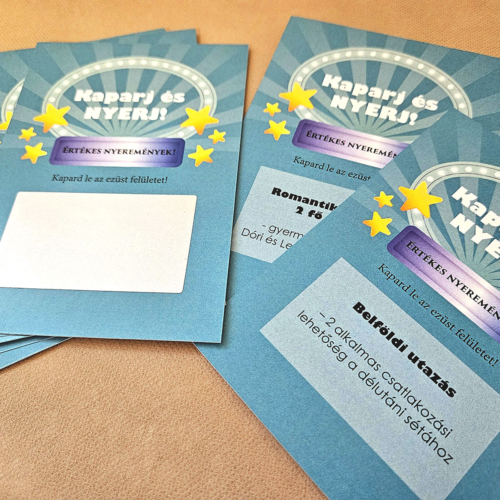 Lekaparható egyedi kaparós sorsjegy tombola, kupon, vásárlóidnak, vendégeidnek - kék