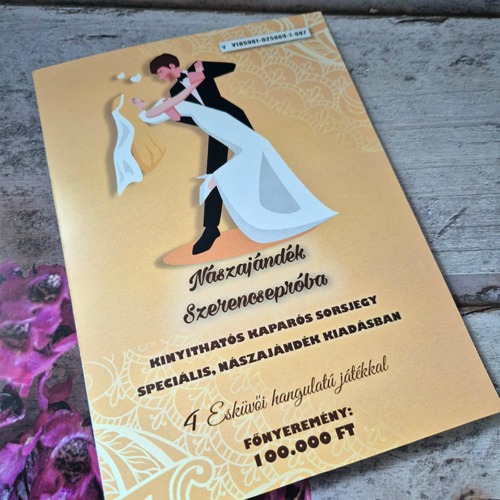 Menyasszonytánci szerencsepróba-KINYITHATÓS kaparós sorsjeg játék a nászajándék/menyasszonytánc pénz stílusos átadásához sárga