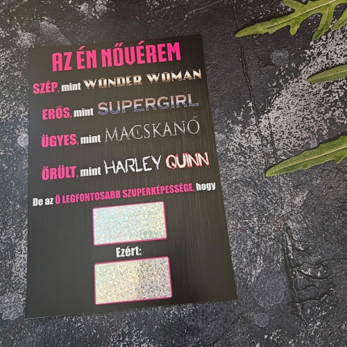 Női marvel szuperhős egyedi kaparós sorsjegy ajándék rozsaszin