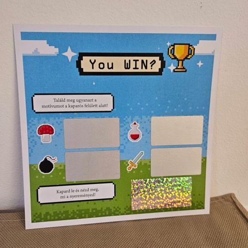 Pixel világ egyedi kaparós sorsjegy gyerekeknek gamer kreatív ajándék ötlet