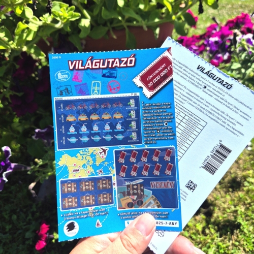 VILÁGUTAZÓ valósághű prémium 2 oldalas egyedi ötletes kreatív kaparós sorsjegy ajándék főkép